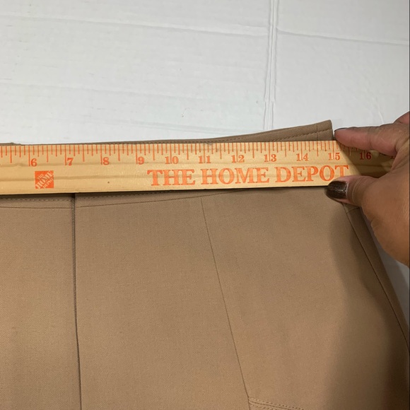 Karen Millen Camel Compact Stretch Buckle Detail A Line Full Skirt Size 8US - Picture 14 of 14